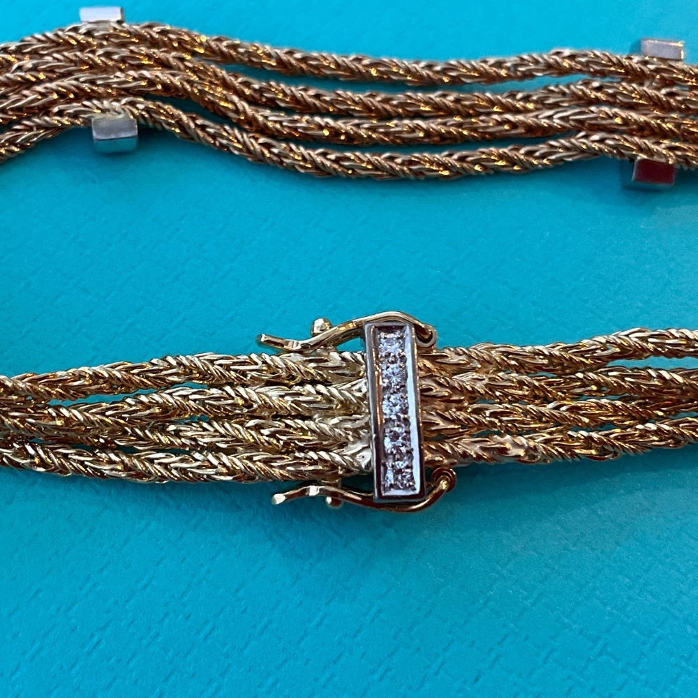 TIFFANY & CO. Vintage 18k Gold & Diamond Rope Bracelet - Picture 7 of 13